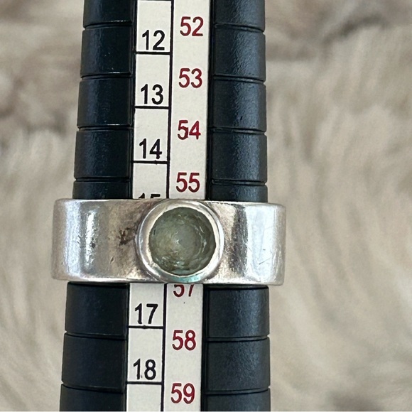 Sterling Silver Aquamarine Dot Gemstone Ring Band Ring Size 8 - Picture 2 of 7
